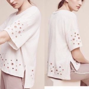 Anthro Postmark Striped Eyelet “Catina” Tee